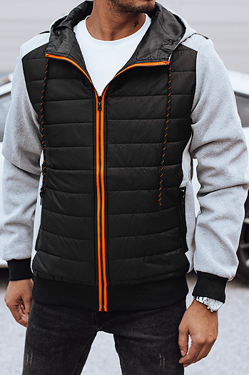 Moška prehodna prešita jakna s kapuco svetlo siva Dstreet TX4921