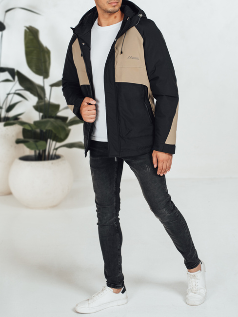 Moška zimska jakna s kapuco bež barve Dstreet TX5042