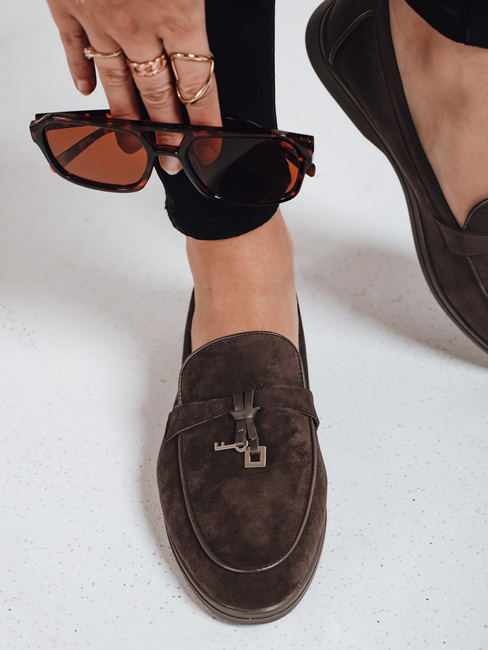 Ženski mokasini Dstreet ZY1181 iz semiša v rjavi barvi