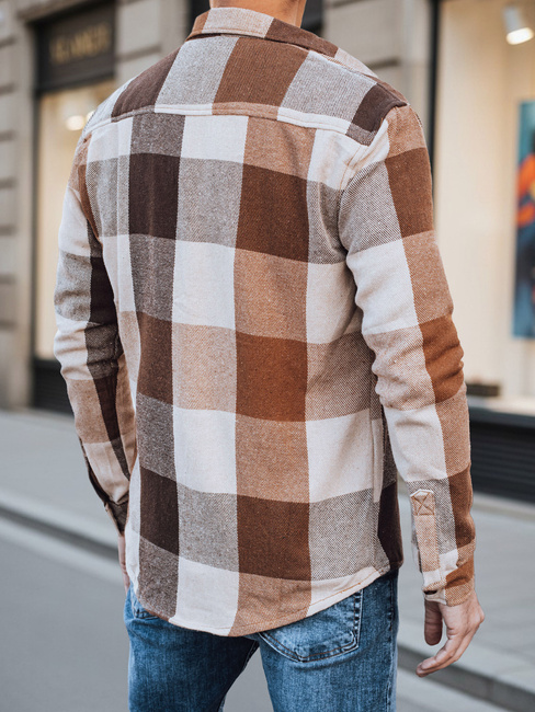 Moška kamelja karirasta flanelasta srajca Dstreet DX2674