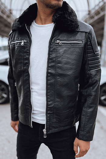 Moška usnjena jakna črna Dstreet TX4710