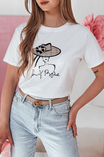 Ženska majica s potiskom WOMANPOW bela Dstreet RY2804