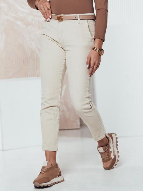Ženske manšestrske hlače mom fit CORDFINE light beige Dstreet UY2301