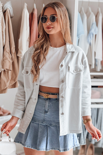 Ženska srajčna jakna oversize OVERBOR svetlo siva Dstreet TY4890