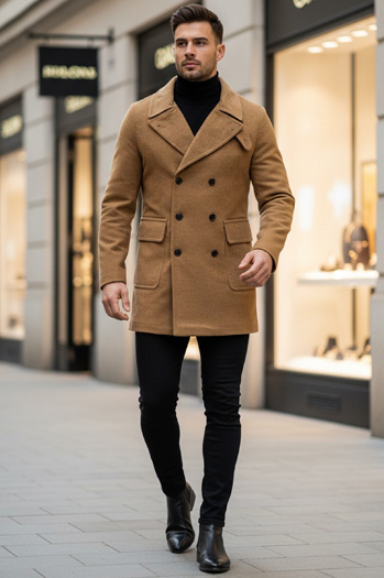 Moški zimski plašč Barva kamela DSTREET CX0362