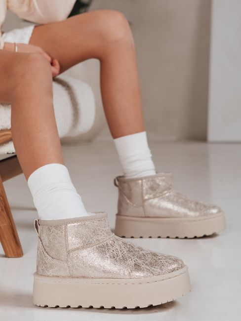 Ženski semiš snežni škornji beige Dstreet ZY1293