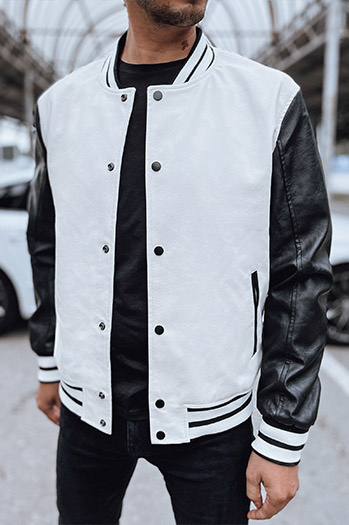 Moška usnjena bejzbolska jakna v barvi ecru Dstreet TX4708