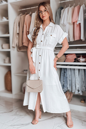 SUNNI LOVE lanena maksi obleka bela Dstreet EY2608