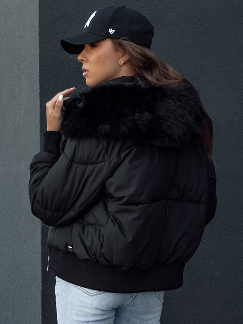 Ženska prešita zimska jakna s krznom COLDPACK black Dstreet TY4430