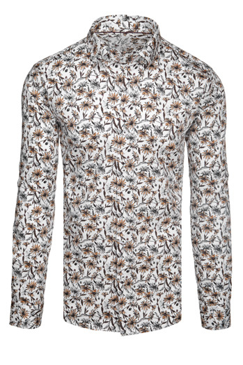 Moška cvetlična bela srajca Dstreet DX2667