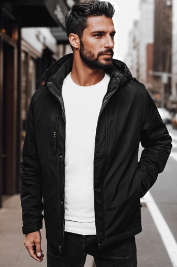 Moška prehodna jakna s kapuco črna Dstreet TX4997