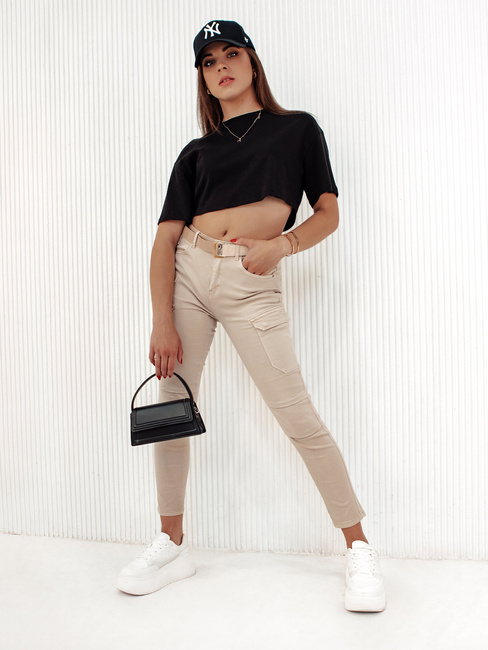 Spodnie damskie LOVFASHION beżowe Dstreet UY2115