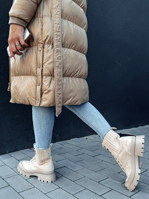 Ženski prešiti plašč GLAMMANT beige Dstreet TY4354