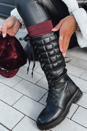 JINOVA ženski prešiti črni škornji Dstreet ZY0504