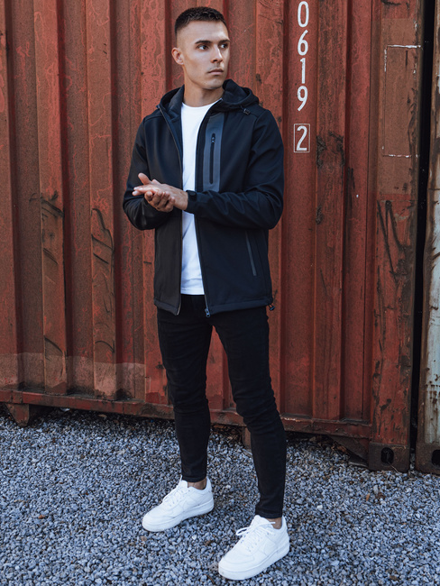 Kurtka męska przejściowa softshell z kapturem granatowa Dstreet TX4813