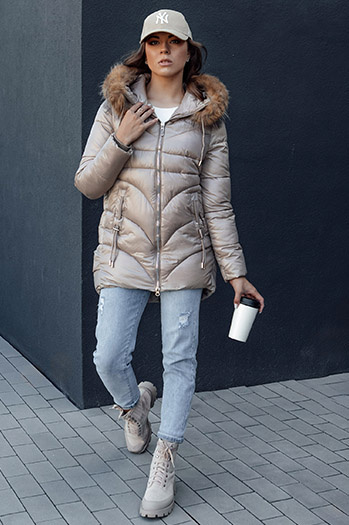 WINTERCHIC ženska zimska jakna s kapuco camel Dstreet TY4438