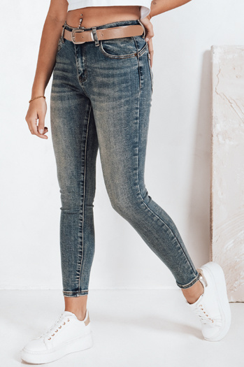 Ženske oprijete kavbojke push up modre barve Dstreet UY2803