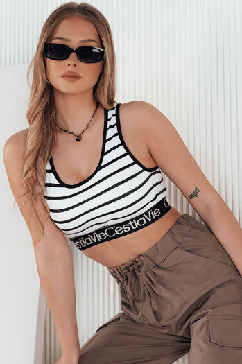 Ženska črtasta majica SUNSEL bela Dstreet RY2417