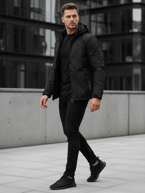 Moška zimska jakna s kapuco črna Dstreet TX5119