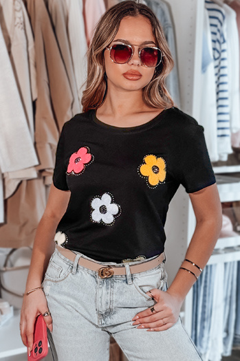 Ženska cvetlična majica DAISYLA black Dstreet RY2744