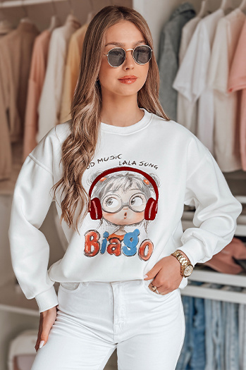 Ženska bluza s potiskom LALA VIBE bela Dstreet BY1504