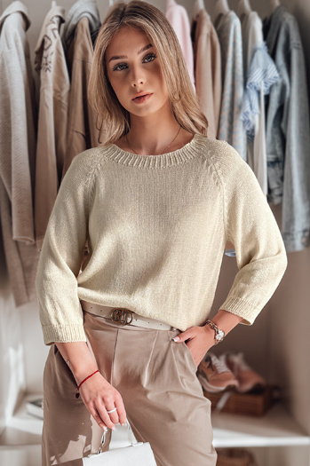 Ženski pulover prevelike velikosti SOFTICAN beige Dstreet MY2432