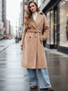 Ženski zimski plašč classic trench camel Dstreet NY0763z
