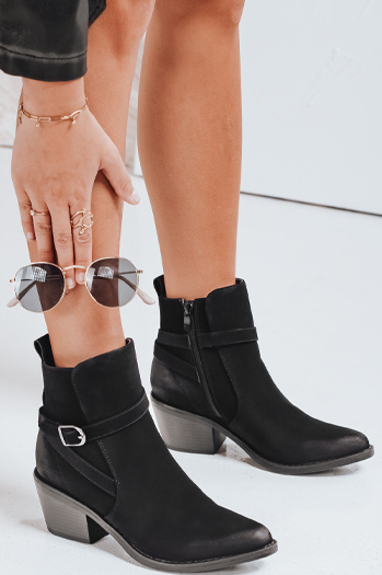 Ženski črni škornji Dstreet ZY0516