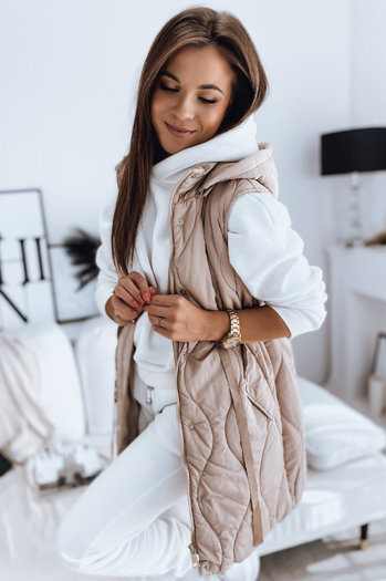 Ženski brezrokavnik WELIA bež Dstreet TY3295