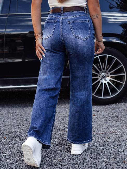 Ženske hlače RETROFIT baggy jeans s pasom v modri barvi Dstreet UY2233