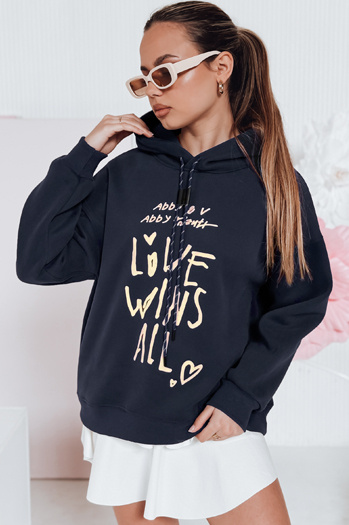 Ženska prevelika majica s kapuco LOVEWILL mornarsko modra Dstreet BY1467