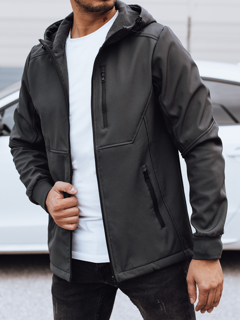 Moška prehodna softshell jakna s kapuco temno siva Dstreet TX4818