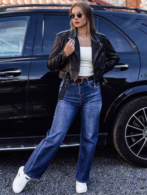 Ženske hlače RETROFIT baggy jeans s pasom v modri barvi Dstreet UY2233