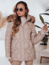 Ženska zimska jakna LUMORE prešita s kapuco beige Dstreet TY5011