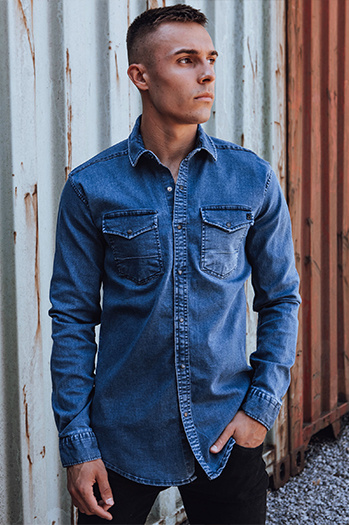 Moška modra majica iz džinsa Dstreet DX2589