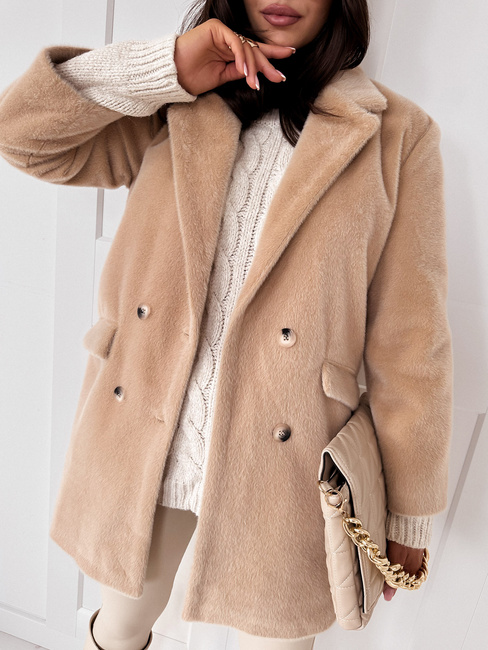Ženski plašč iz alpake SERENITY light beige Dstreet TY3886