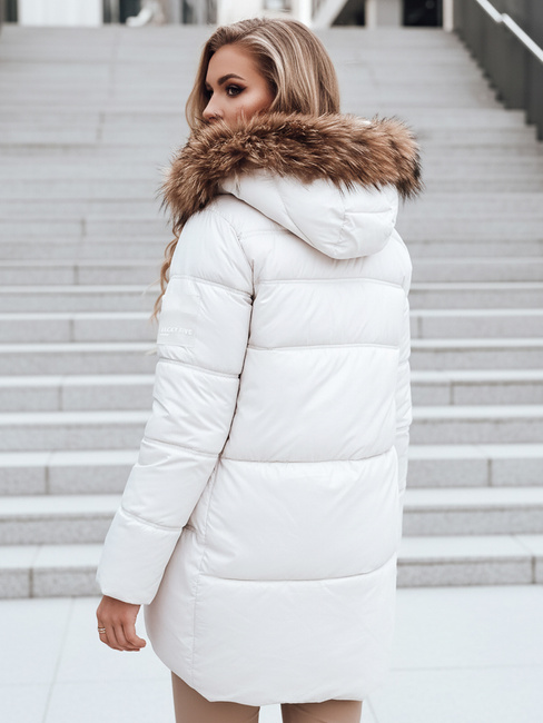 Ženska prešita zimska jakna s kapuco svetlo bež Dstreet TY5507