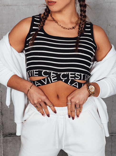 LA VIE CEST ženski črtasti top črne barve Dstreet RY2314