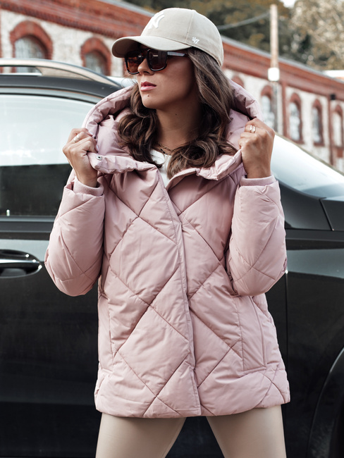 Ženska prešita zimska bunda COZYLUX s kapuco roza Dstreet TY4558