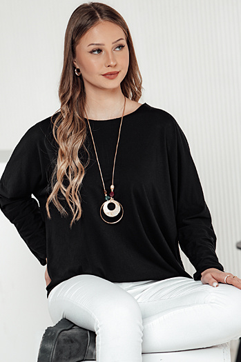 LOOSEFEMME ženska bluza oversize z obeskom s črno Dstreet RY2705