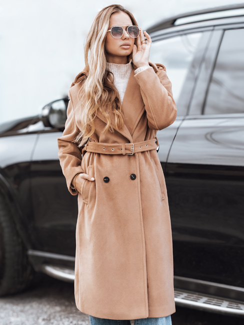 Ženski zimski plašč classic trench camel Dstreet NY0763