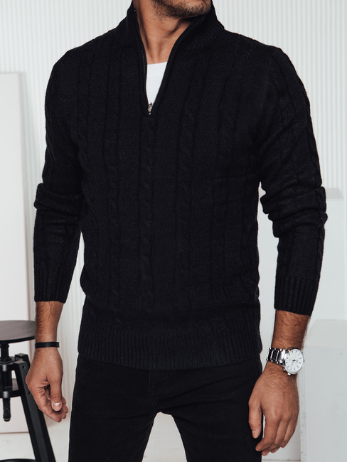 Moški pulover z razširjenim ovratnikom črne barve Dstreet WX2265