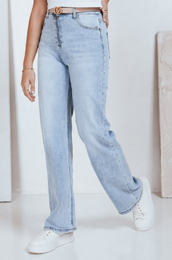 Ženske kavbojke s širokim pasom svetlo modre barve Dstreet UY2786