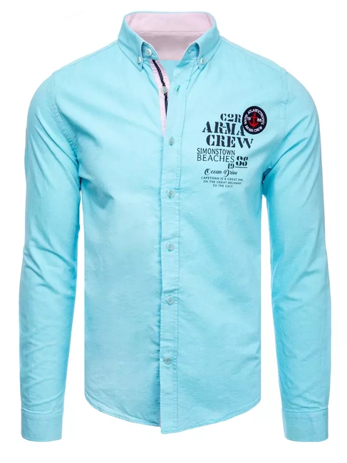 Moška srajca z dolgimi rokavi Barva turkizna  DSTREET DX2300