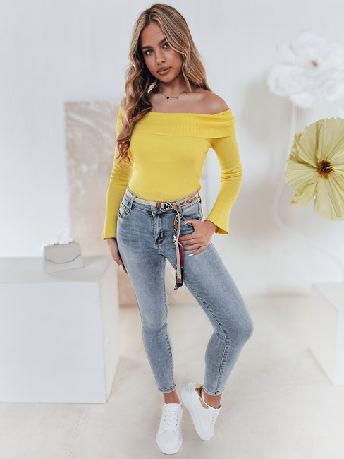 Ženske oprijete kavbojke TRENDIFIX hlače s pasom modre Dstreet UY2481