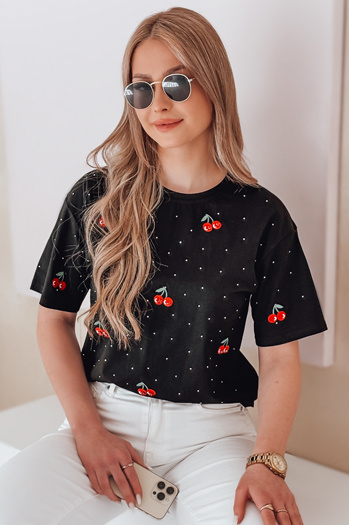 Ženske češnjeve majice FRUTTIKA T-shirt black Dstreet RY2891