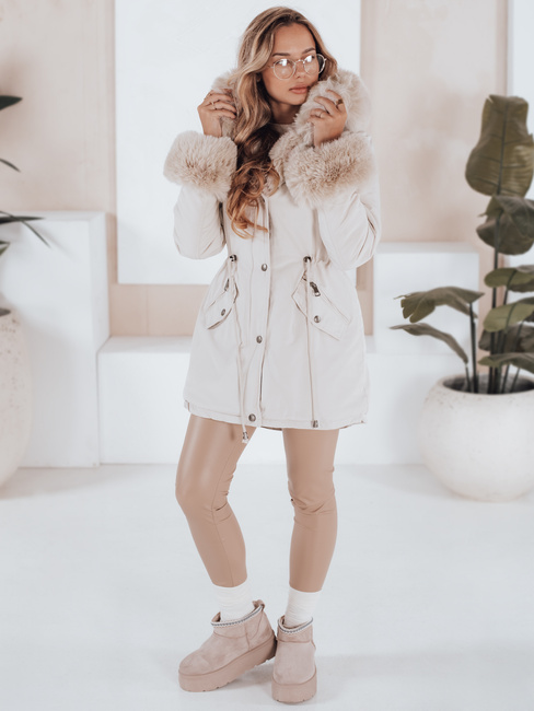 Ženska zimska jakna parka s krznom CHARMFUR bela Dstreet TY5225