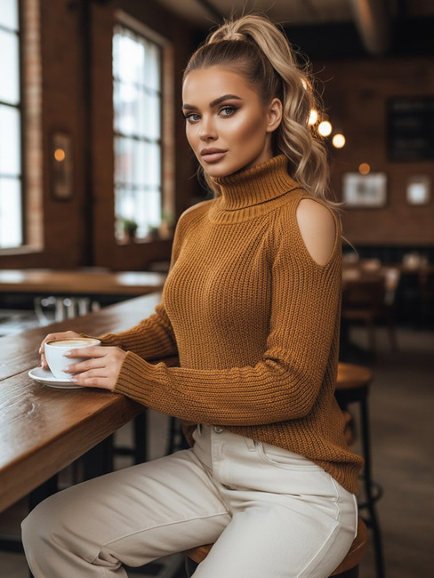 Ženski dolgi pulover ARIEL Barva Rumena DSTREET MY1707