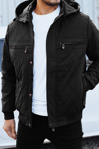 Moška prehodna prešita jakna s kapuco črna Dstreet TX5037