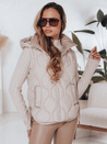 Ženski prešiti telovnik s kapuco MISSVEST beige Dstreet TY5020